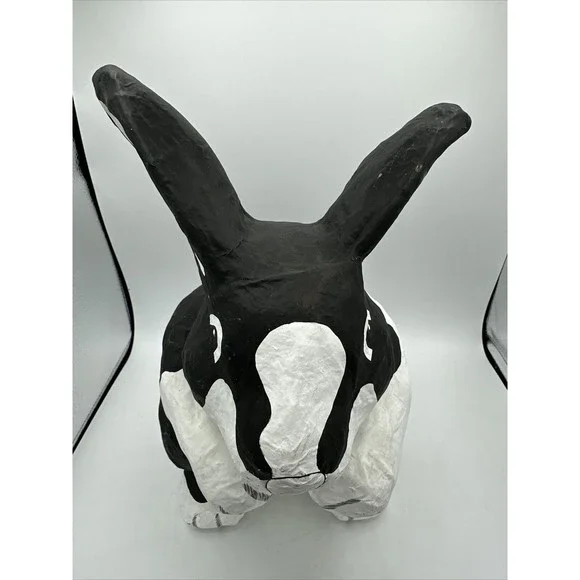 Dept 56 Bunny Rabbit Papier Paper Mache Large Black White Easter RARE - Picture 11 of 16